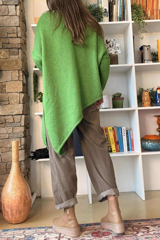  Big Softie Super Slant Knit Jumper Olive Zing /8=
